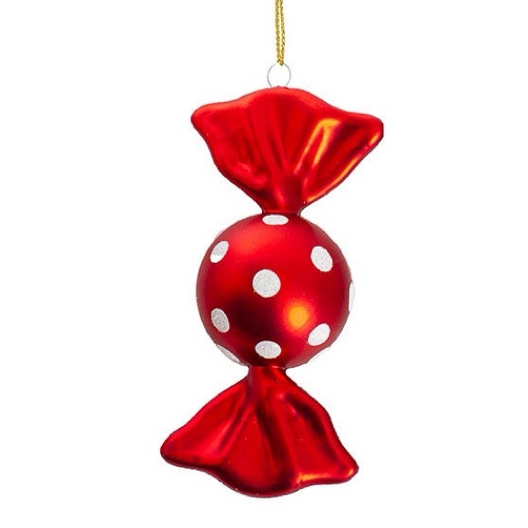 Vintage Large Red with White Polka Dots Candy Glass Christmas Ornament 7.2” - Picture 1 of 1